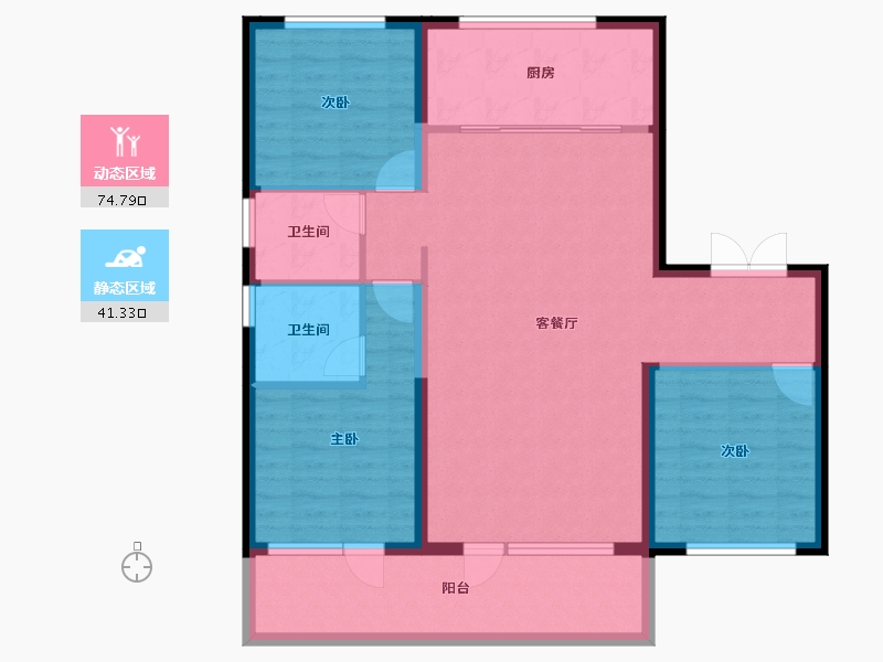 河北省-石家庄市-东胜·天御-105.02-户型库-动静分区