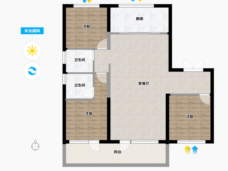 河北省-石家庄市-东胜·天御-105.02-户型库-采光通风