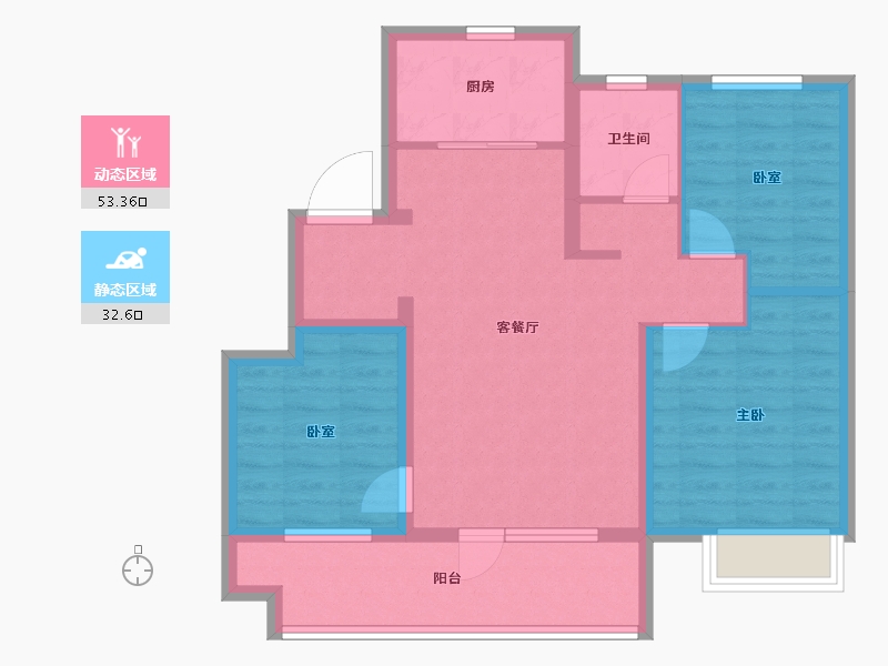 山东省-烟台市-中梁拾光里-76.01-户型库-动静分区