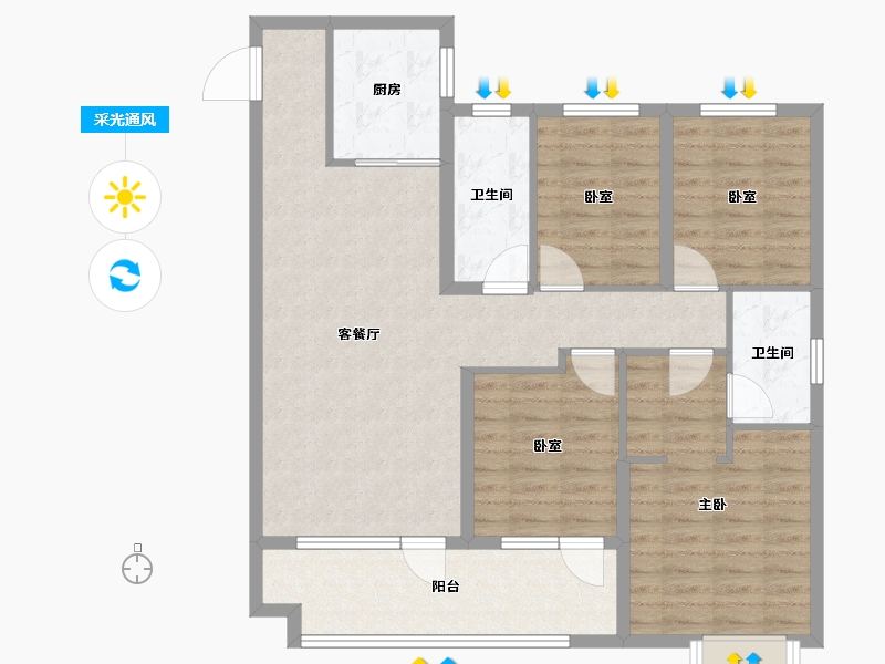 山东省-烟台市-城发云悦府-102.40-户型库-采光通风