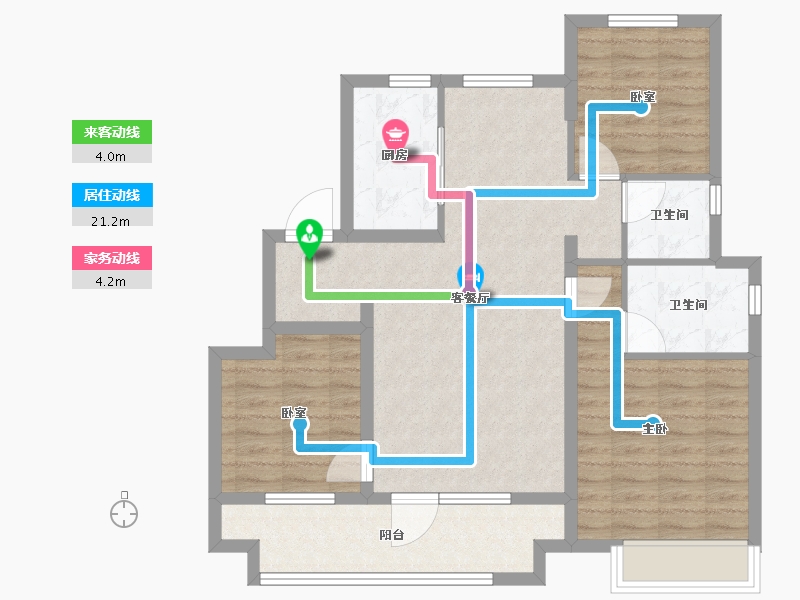 山东省-烟台市-中梁拾光里-88.00-户型库-动静线