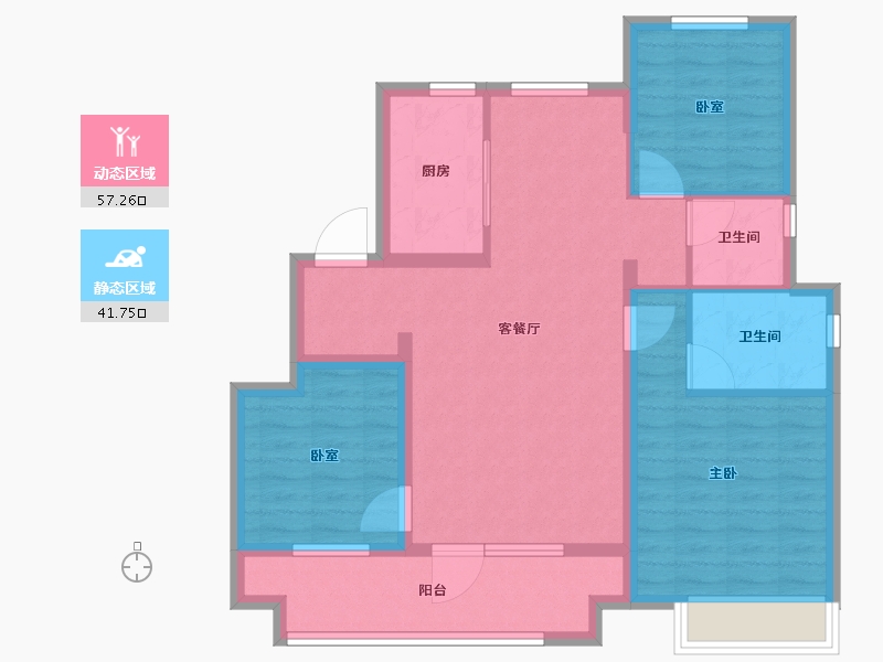 山东省-烟台市-中梁拾光里-88.00-户型库-动静分区