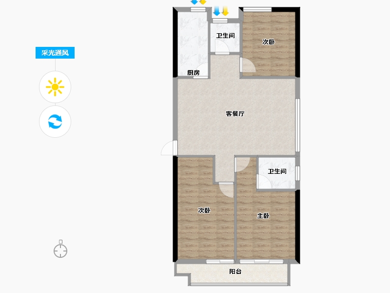 山东省-潍坊市-贵隆华府-85.26-户型库-采光通风