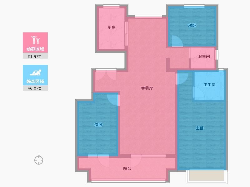 山东省-烟台市-华星中瑞北欧公园-96.05-户型库-动静分区