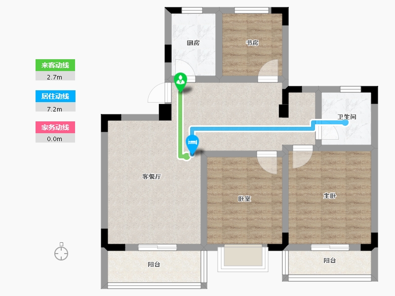 湖北省-武汉市-保合太和东合院-76.38-户型库-动静线