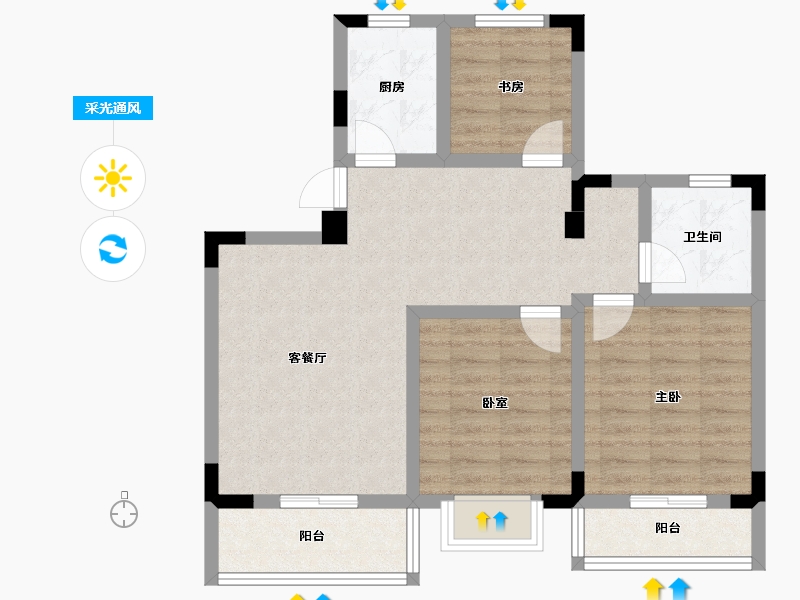 湖北省-武汉市-保合太和东合院-76.38-户型库-采光通风