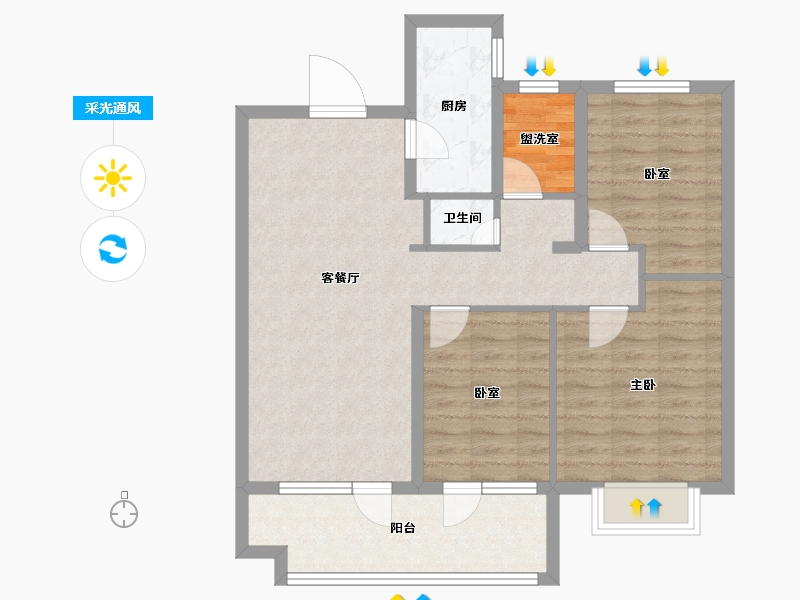 山东省-烟台市-城发云悦府-84.80-户型库-采光通风