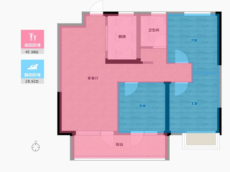 河北省-石家庄市-东原启城-66.38-户型库-动静分区