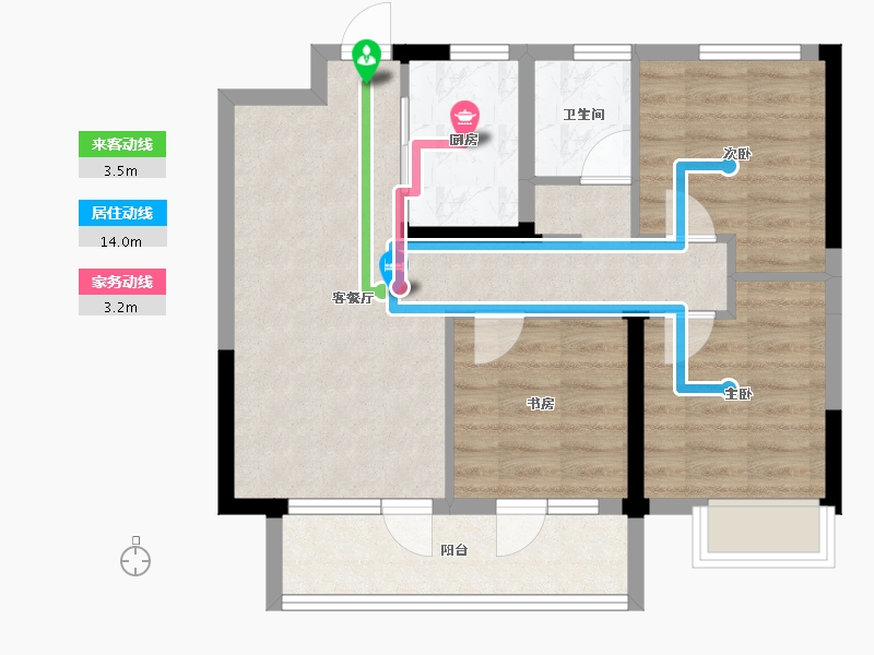 河北省-石家庄市-东原启城-66.38-户型库-动静线