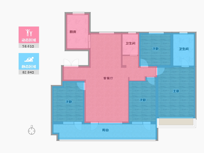 山东省-烟台市-华星中瑞北欧公园-126.80-户型库-动静分区