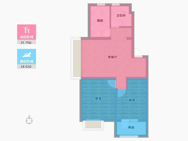 辽宁省-沈阳市-万象首府-56.96-户型库-动静分区