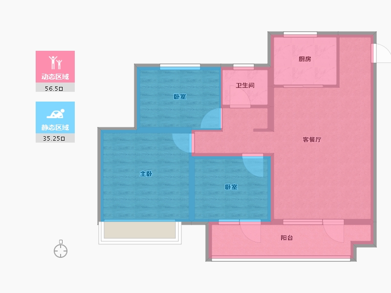 山东省-烟台市-华星中瑞北欧公园-81.61-户型库-动静分区