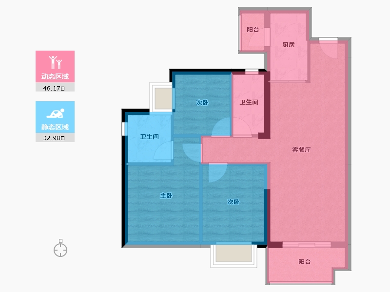 广东省-东莞市-招商雍景湾-70.85-户型库-动静分区