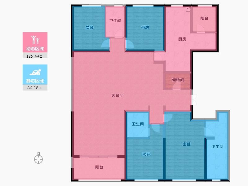 湖北省-武汉市-滨江金茂府-191.56-户型库-动静分区