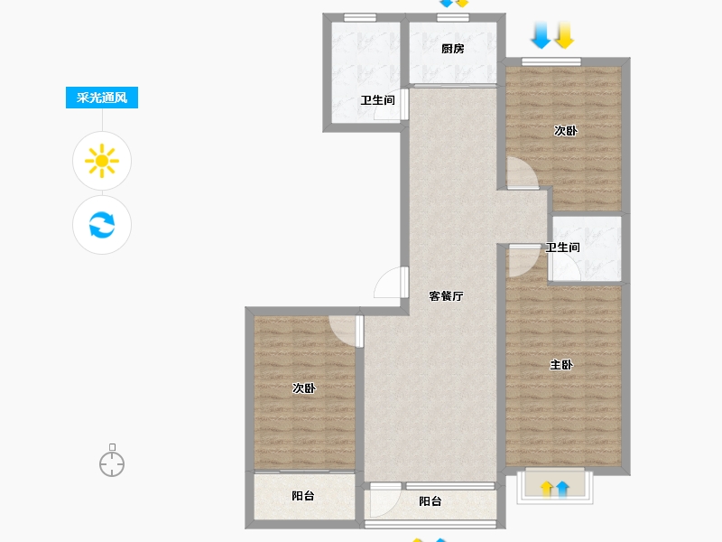 山东省-潍坊市-华安·东方名郡-112.29-户型库-采光通风