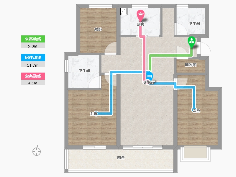 浙江省-宁波市-绿城·春来云潮-87.99-户型库-动静线