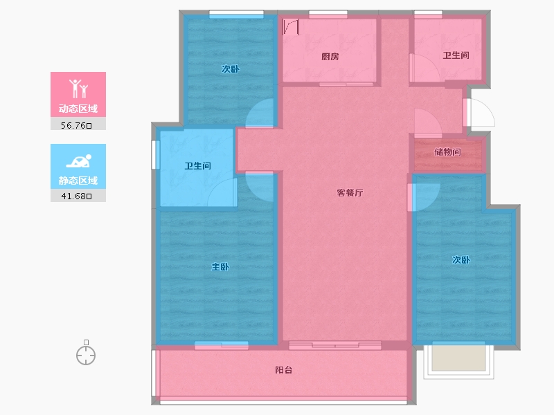 浙江省-宁波市-绿城·春来云潮-87.99-户型库-动静分区