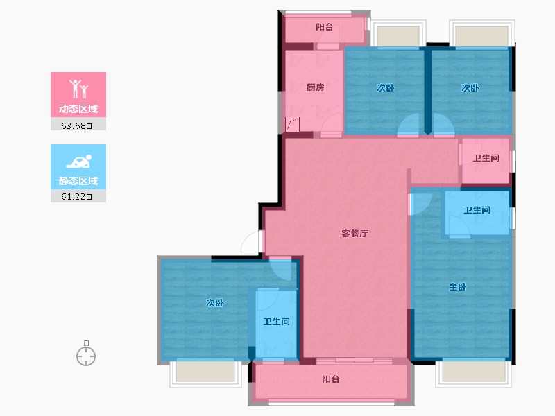 湖北省-武汉市-王家湾中央生活区湾玺-110.24-户型库-动静分区