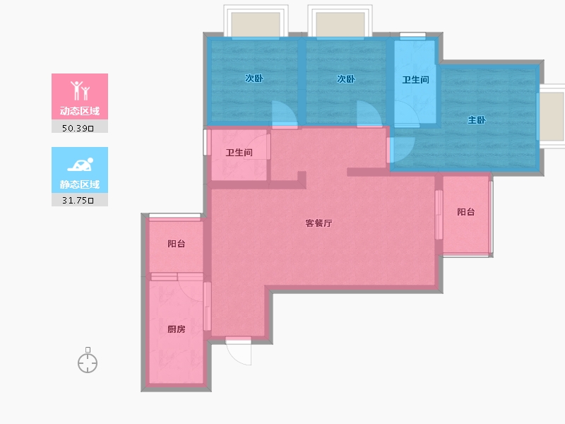 重庆-重庆市-雍锦府-80.00-户型库-动静分区