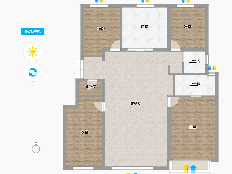 辽宁省-沈阳市-方林龙湖·云河砚-127.10-户型库-采光通风