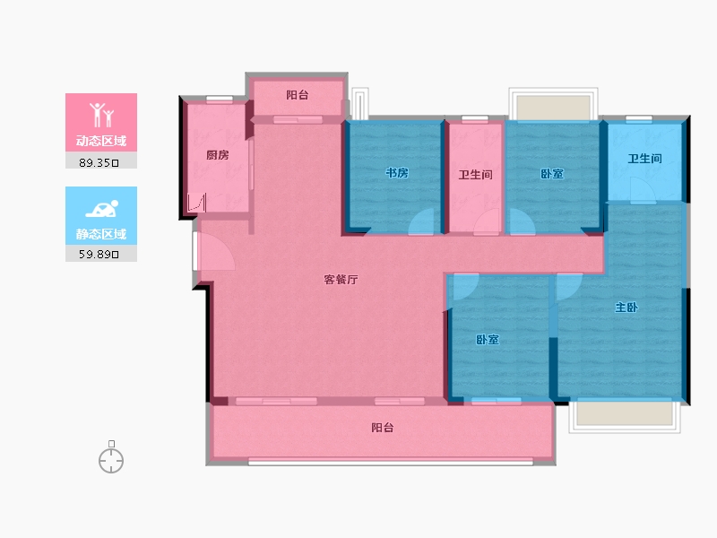 湖南省-湘潭市-湘江富力城-134.94-户型库-动静分区