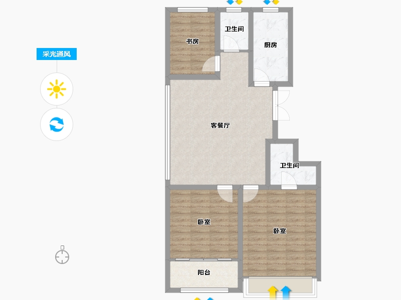 山东省-潍坊市-恒信崇文湖-84.79-户型库-采光通风