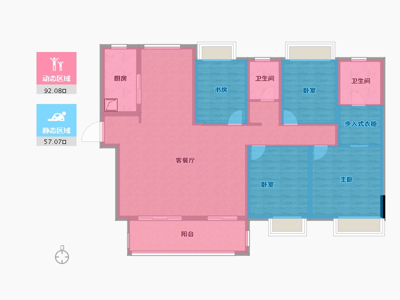 湖南省-湘潭市-湘江富力城-134.17-户型库-动静分区