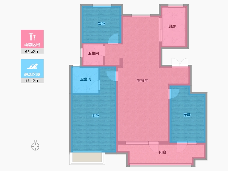 山东省-烟台市-华星中瑞北欧公园-96.26-户型库-动静分区