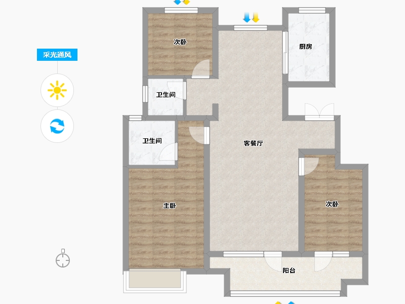 山东省-烟台市-华星中瑞北欧公园-96.26-户型库-采光通风