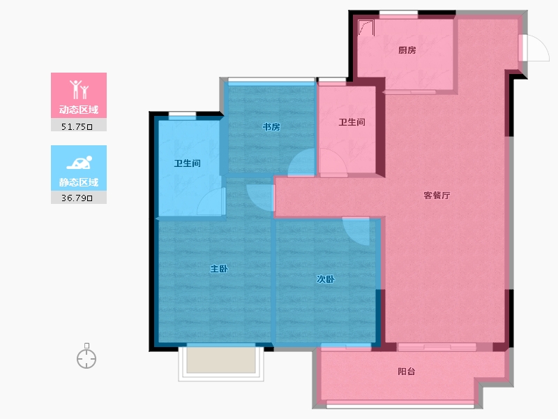 浙江省-宁波市-祥源漫城-79.20-户型库-动静分区