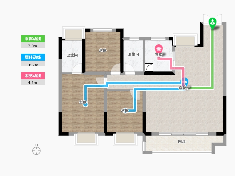 湖北省-武汉市-新希望锦粼九里-103.21-户型库-动静线