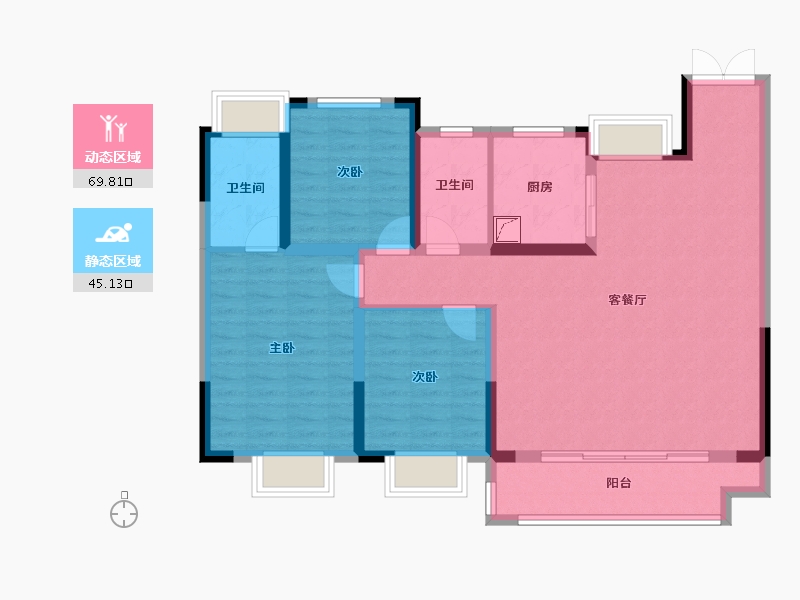 湖北省-武汉市-新希望锦粼九里-103.21-户型库-动静分区