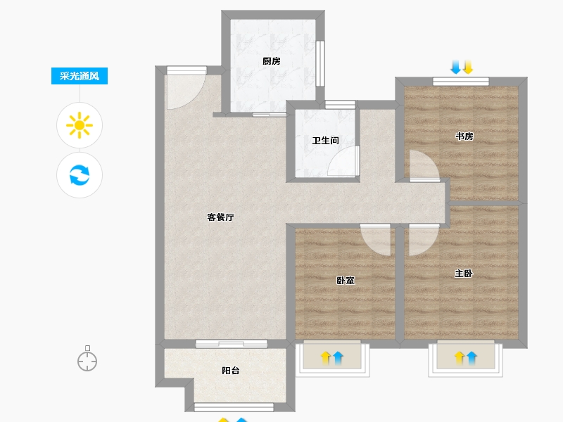 山东省-烟台市-新力珑湾-78.40-户型库-采光通风