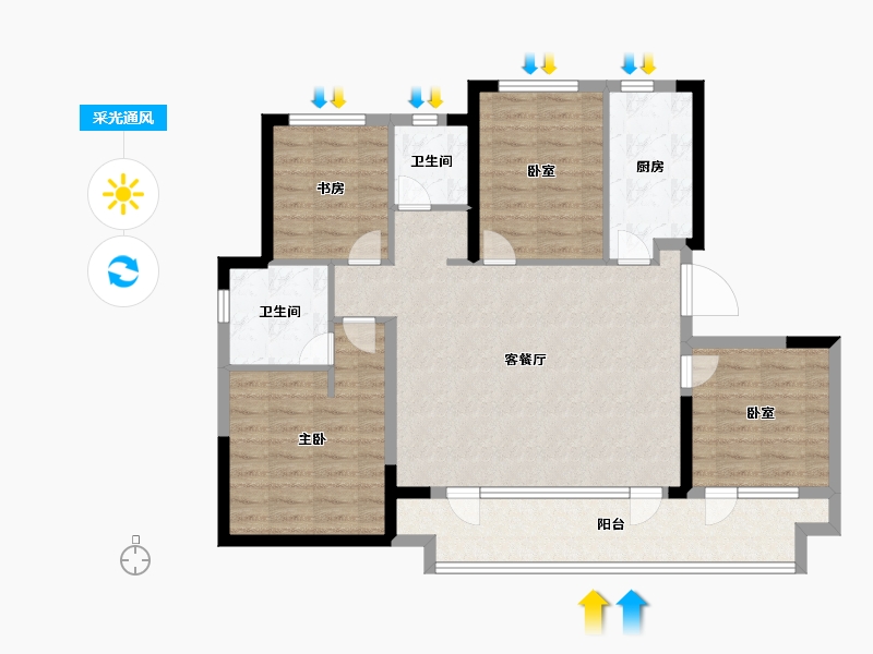 山东省-烟台市-天恒龙泽府-100.00-户型库-采光通风