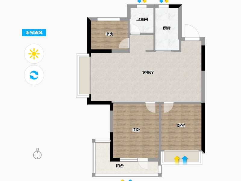 山东省-烟台市-天恒龙泽府-78.40-户型库-采光通风