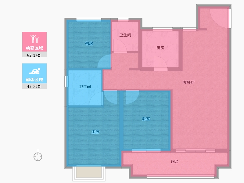 山东省-烟台市-新力珑湾-96.00-户型库-动静分区