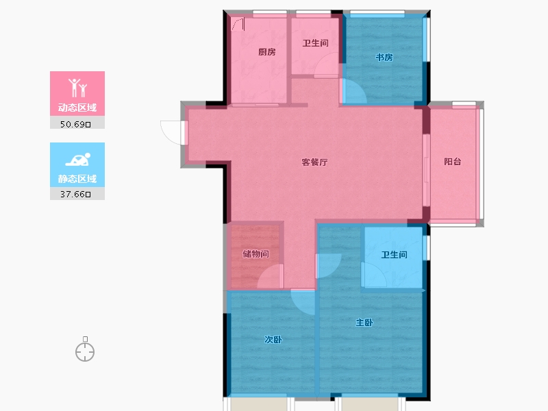 浙江省-宁波市-祥源漫城-79.20-户型库-动静分区