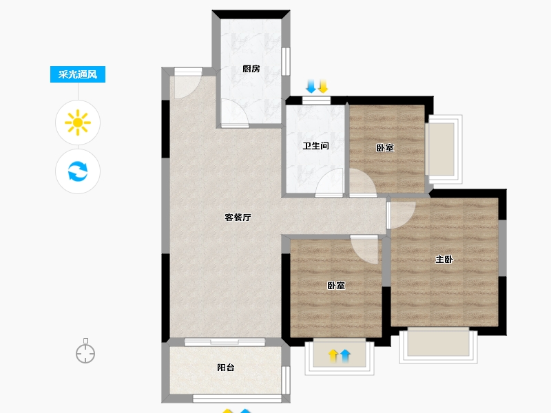 广东省-佛山市-恒大滨江华府-67.00-户型库-采光通风