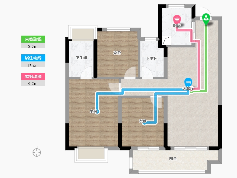 湖北省-武汉市-新希望锦粼九里-87.20-户型库-动静线