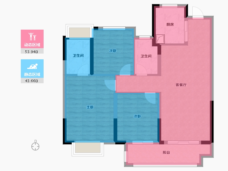 湖北省-武汉市-新希望锦粼九里-87.20-户型库-动静分区