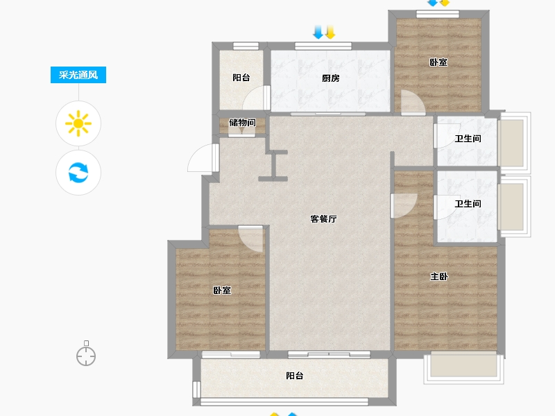 山东省-烟台市-万科翠湖山晓留莊-101.60-户型库-采光通风