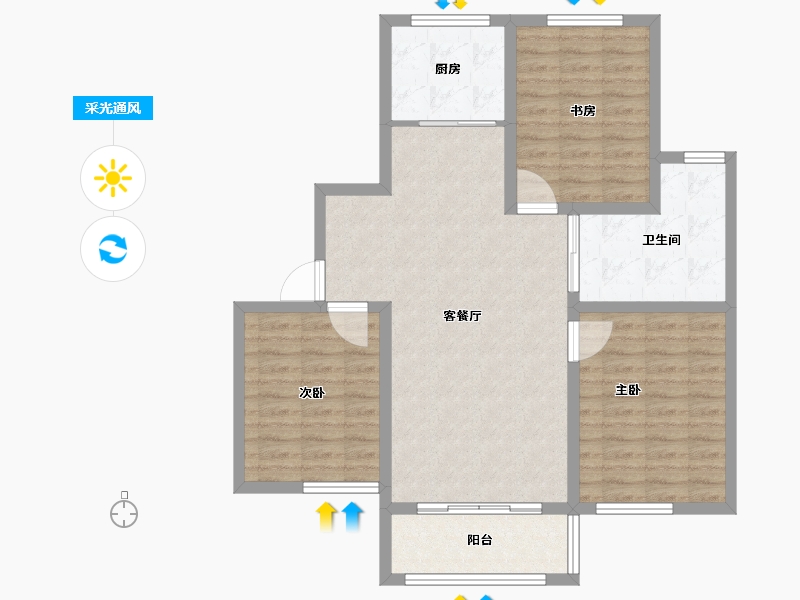 山东省-潍坊市-华安·东方名郡-94.40-户型库-采光通风