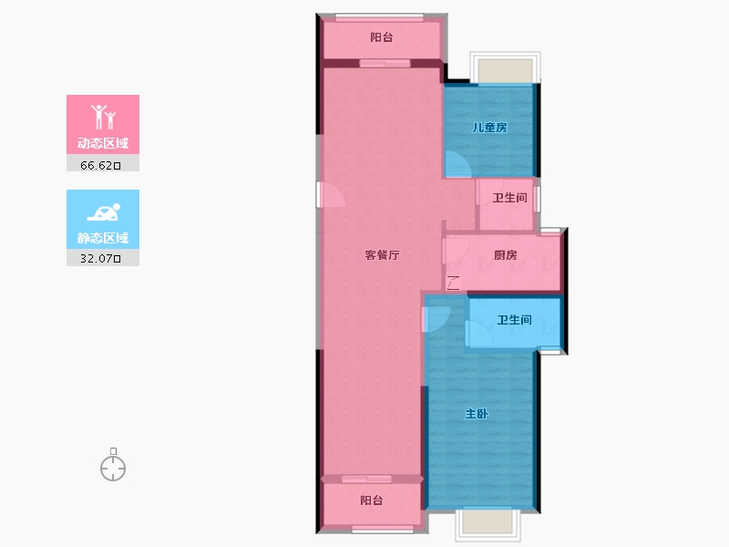 湖北省-武汉市-美联城观-88.58-户型库-动静分区