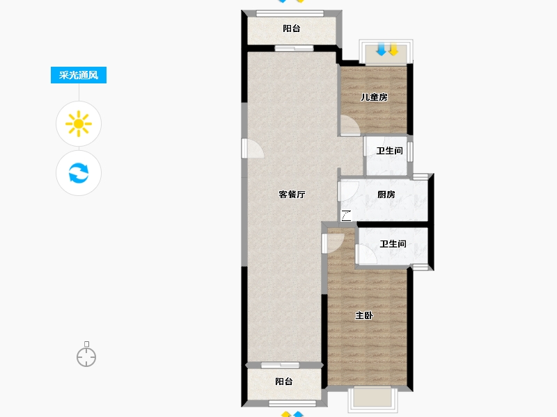 湖北省-武汉市-美联城观-88.58-户型库-采光通风