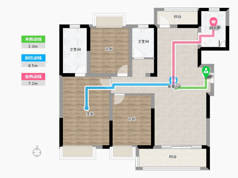 湖北省-武汉市-王家湾中央生活区湾玺-104.21-户型库-动静线