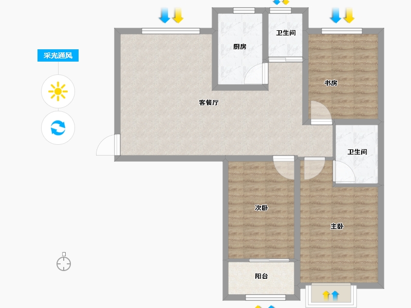 山东省-潍坊市-华安·东方名郡-94.41-户型库-采光通风