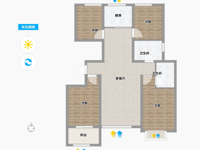 山东省-潍坊市-华安·东方名郡-117.61-户型库-采光通风