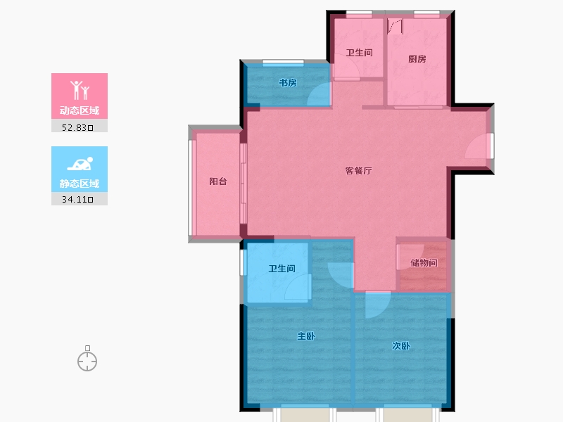 浙江省-宁波市-祥源漫城-78.40-户型库-动静分区