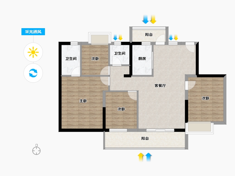 广东省-东莞市-招商雍景湾-101.79-户型库-采光通风