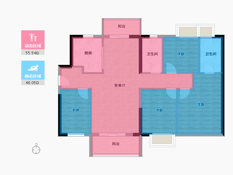 广东省-东莞市-招商雍景湾-91.63-户型库-动静分区